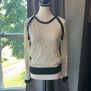 IRO Black and Cream Lace Top